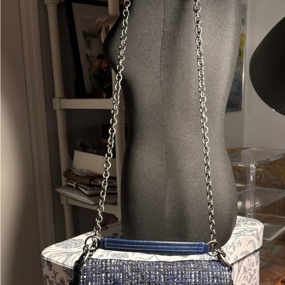 Coach Navy Tweed Convertible crossbody with gun metal hardware - Picture 11 of 11